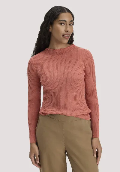 hessnatur hessnatur Damen Strick Pullover Fitted aus TENCEL™ Lyocell mit Bio-Baumwolle - orange