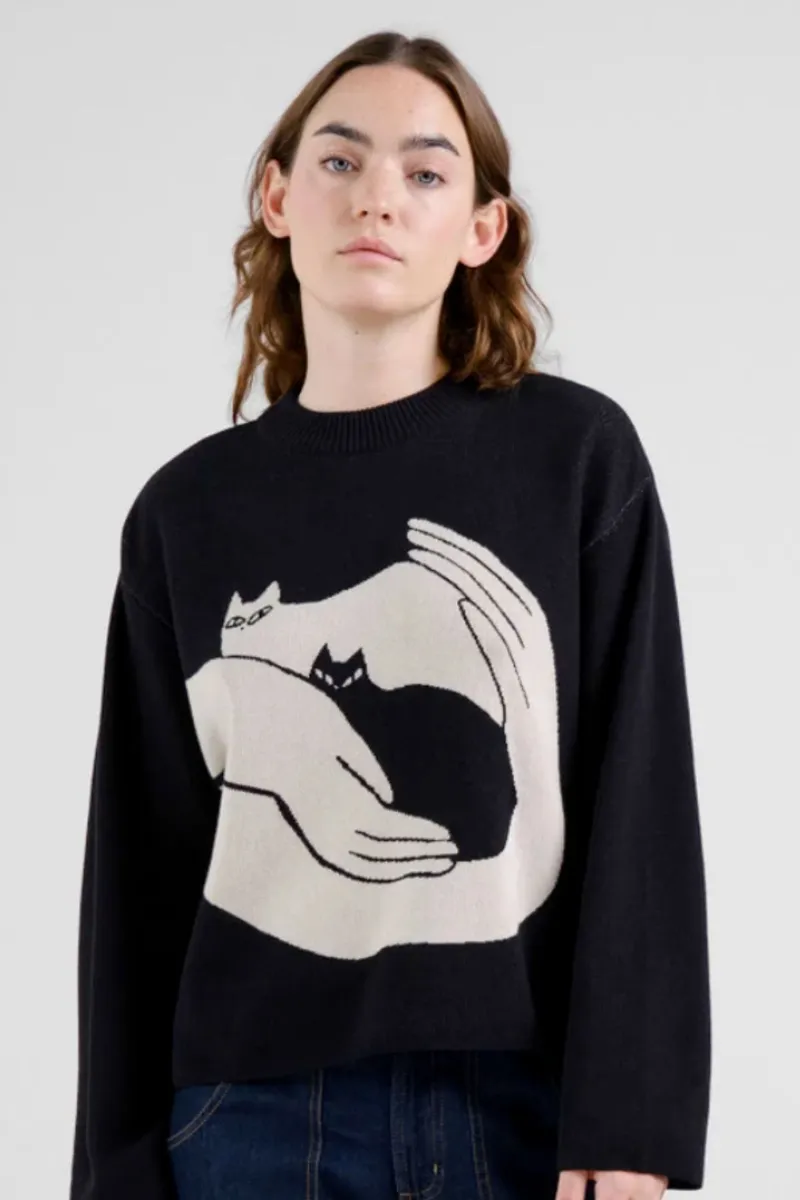 dedicated Strickpullover Limhamn Kittens Schwarz