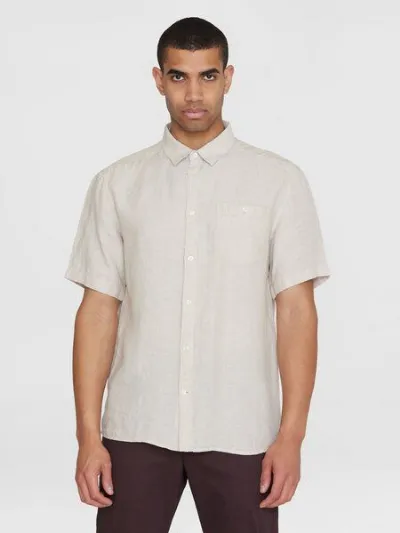 KnowledgeCotton Apparel KnowledgeCotton Apparel Regular Leinen-Shirt mit kurzen Ärmeln Hemd - GOTS/Vegan
