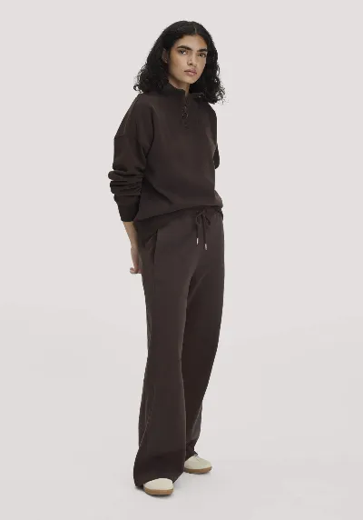 hessnatur hessnatur Damen Sweathose Wide Leg Relaxed aus Bio-Baumwolle mit Recycling-Baumwolle - braun