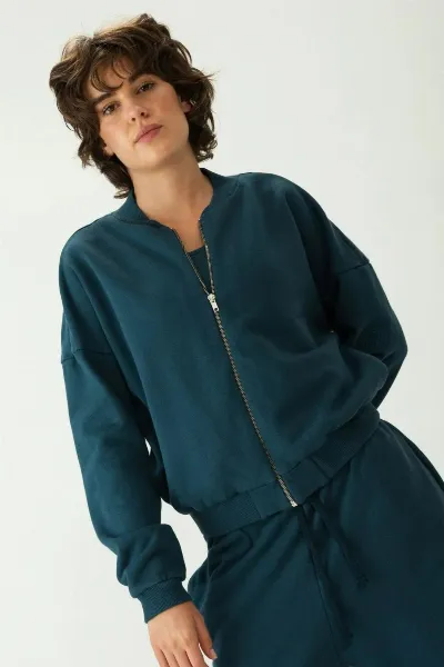 Clotsy Clotsy Damen vegan Bomberjacke Blau