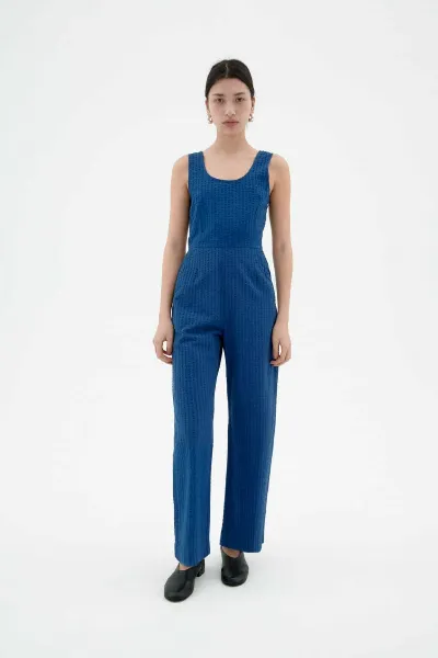 thinking mu Thinking MU Damen vegan Jumpsuit Seersucker Rafelesia Kobaltblau