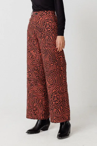 SKFK SKFK Damen vegan Hose Napari Rot/Schwarz
