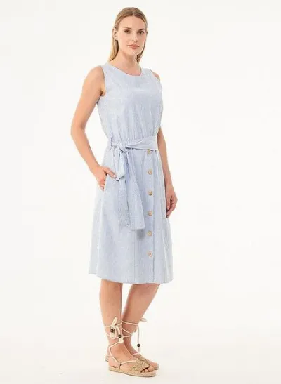 ORGANICATION ORGANICATION Gestreiftes Kleid aus Bio-Baumwolle und Leinen