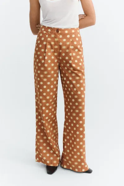 thinking mu Thinking MU Damen vegan Hose Manolita Weites Bein Polka Dot