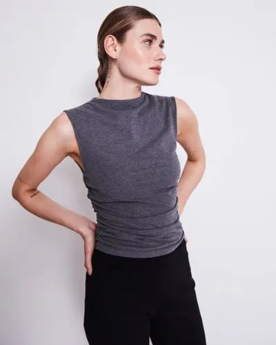 JAN N JUNE JAN N JUNE Top RAFO soft dark grey GOTS