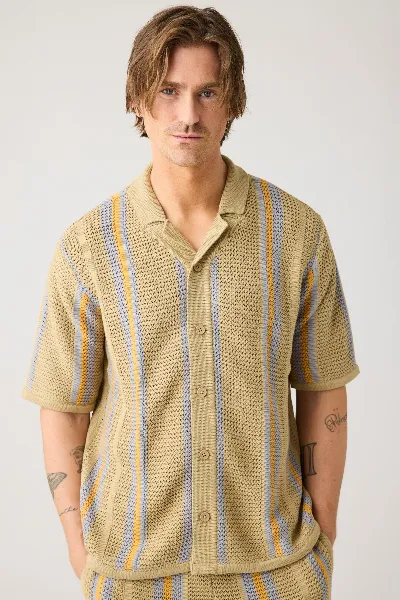 KnowledgeCotton Apparel KnowledgeCotton Apparel Herren vegan Strickhemd Regular Gestreift