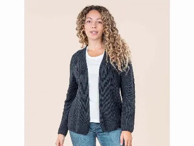 Living Crafts Living Crafts Bio-Damen-Strickjacke OLIVIA ohne Verschluss , ink blue,