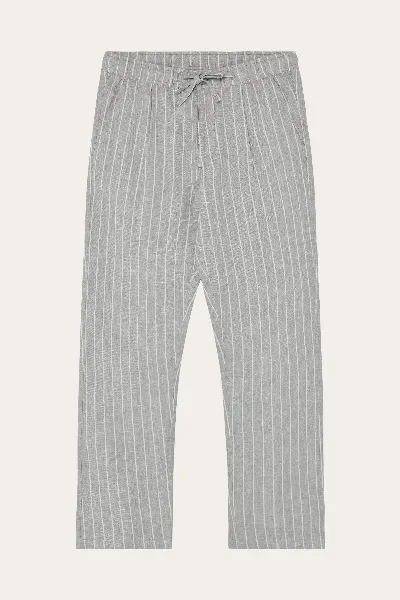 KnowledgeCotton Apparel KnowledgeCotton Apparel Herren vegan Hose Herren Fig Loose Leinen Grau Gestreift