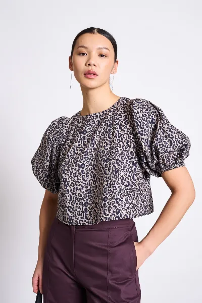 JAN N JUNE JAN 'N JUNE Damen vegan Bluse Cropped Olmos Leo Print