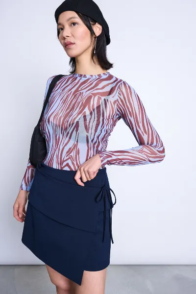 JAN 'N JUNE Longsleeve Dora Mesh Zebra Print Blau