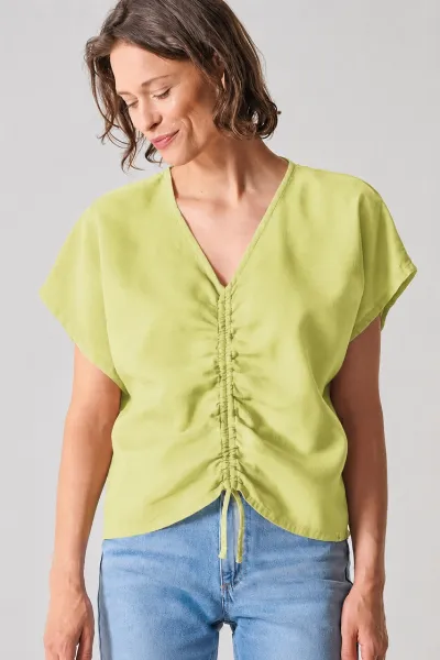 HempAge Hempage Damen vegan Bluse Gathered Summer Lind