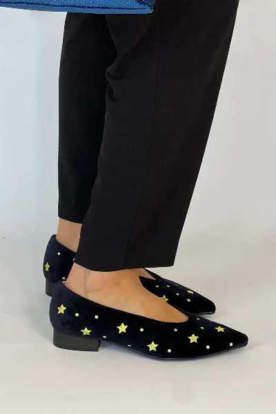 Momoc Momoc Damen vegan Ballerinas Starry Marineblau