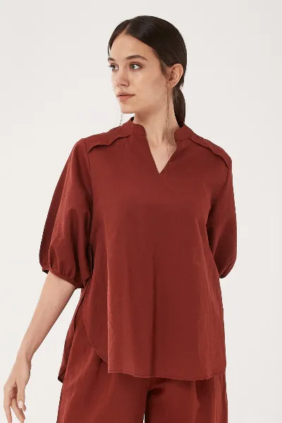 ORGANICATION ORGANICATION Damen vegan Bluse Puffärmeln