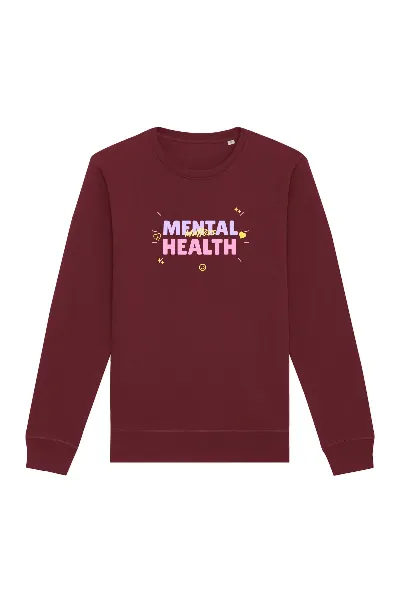 Oat Milk Club Oat Milk Club Damen vegan Sweatshirt Mental Health Matters Bordeaux