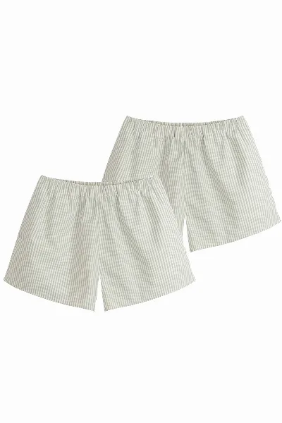 MELA MELA Damen vegan Multipack 2x Pyjama Shorts Bundle Style Vanika Thymian/WeiÃŸ Gestreift