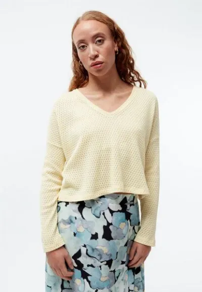 Givn Berlin Givn Berlin Strickpullover GBLILLE cropped aus Bio-Baumwolle im Jacquard Muster - Creamy Yellow (Jacquard)