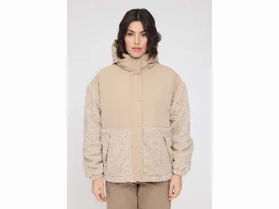 MAZINE MAZINE Damen-Winterjacke 'Fabric Blocking' mit Reißverschlusstaschen, oat/natural,