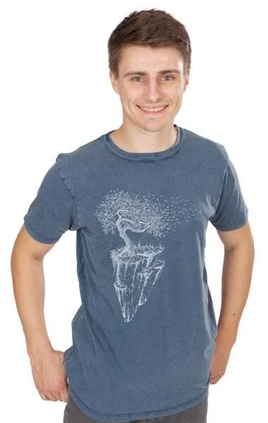 Life-Tree Life-Tree Shirt aus Biobaumwolle für Herren Maple Island in Washed Blue