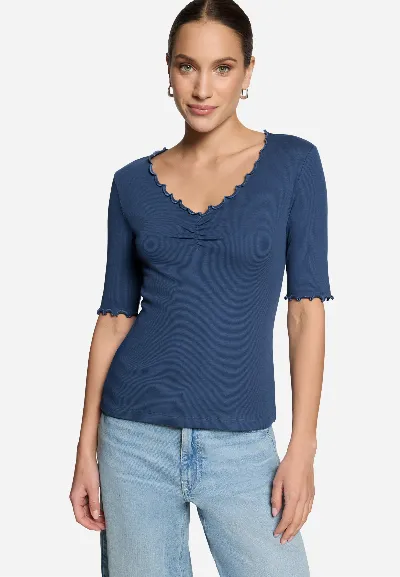 zero T-Shirt mit gerafftem Ausschnitt