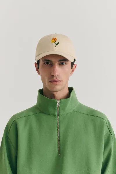 Thinking MU Cap Chris Flower Poppy Ecru Beige