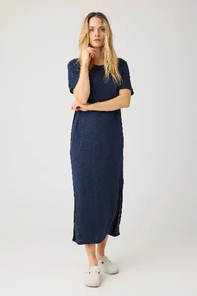 KnowledgeCotton Apparel KnowledgeCotton Apparel Damen vegan T-Shirt Kleid Leinen Total Eclipse