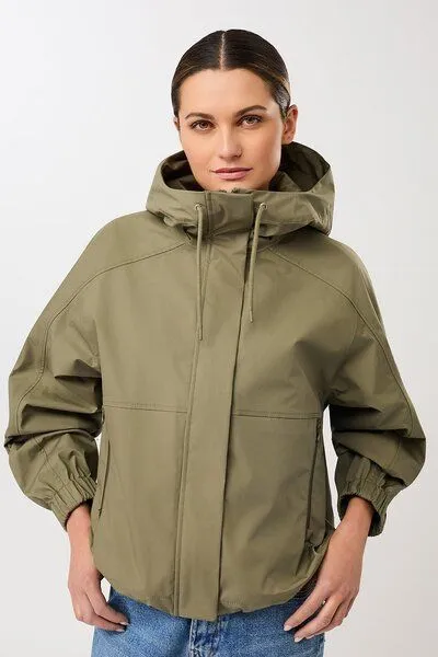 LangerChen LangerChen Kurze Regenjacke mit Reissverschlußtasche