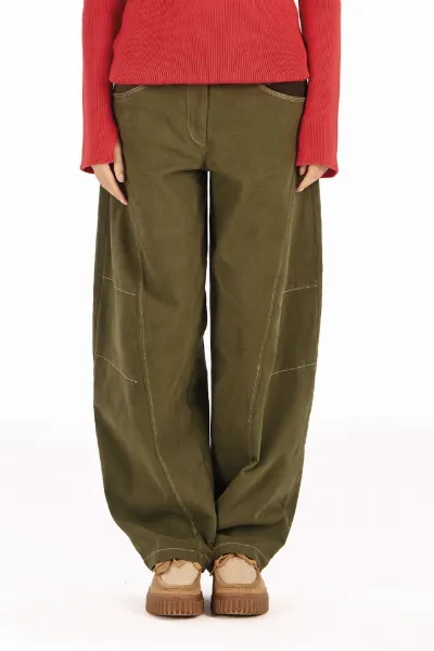 KOMODO KOMODO Damen vegan Hose Mit Weitem Bein Amelia In Khaki