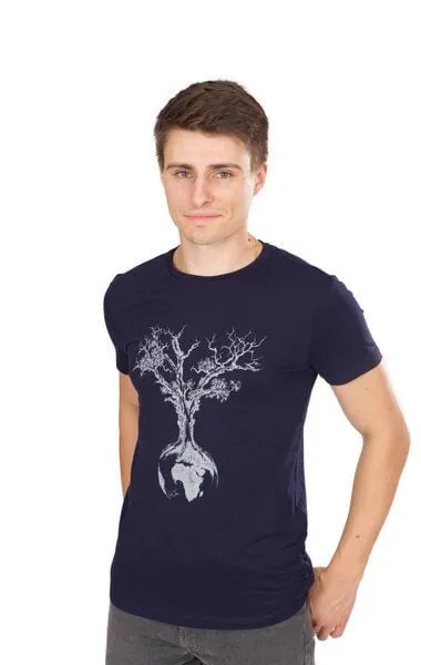Life-Tree Ecovero Shirt von Life-Tree für Herren Weltenbaum in Navy Blue