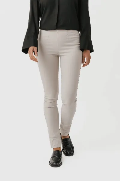 LAURIE LAURIE Damen vegan Hose Vicky Slim Mittellang Grau Sand