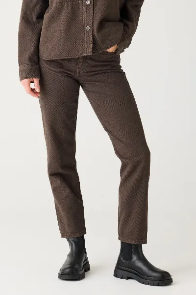 KnowledgeCotton Apparel KnowledgeCotton Apparel Damen vegan Hose Stella Slim Twill Chocolate Torte
