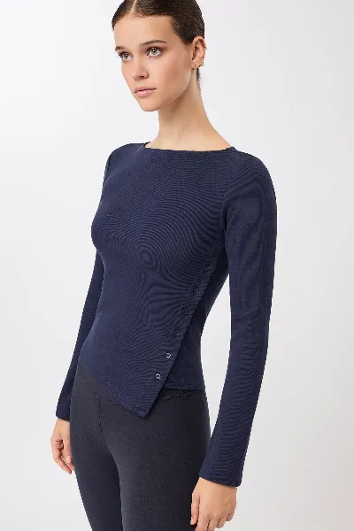 mandala MANDALA Damen vegan Langarmshirt Mit Seitlichen Knöpfen Night Sky