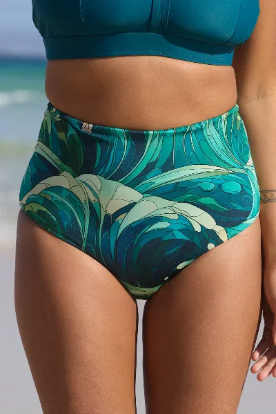 Inaska Inaska Damen vegan Bikini-Höschen Wendbar Hohe Taille Pure Wave Petrol
