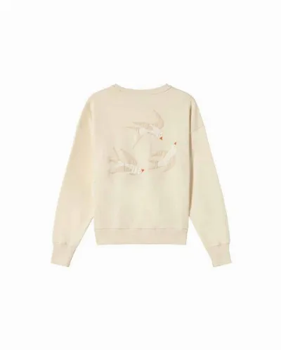 thinking mu thinking mu Jodie Sweater mit Vogelapplikation