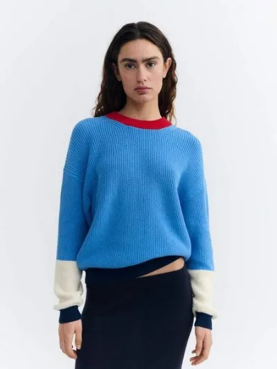 thinking mu thinking mu Carmen Blue Multicolor Knitted Sweater