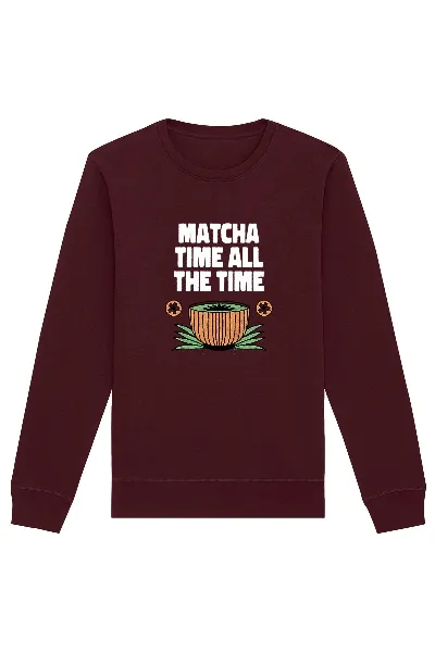 Oat Milk Club Oat Milk Club Damen vegan Sweatshirt Matcha Time All The Time Burgundy