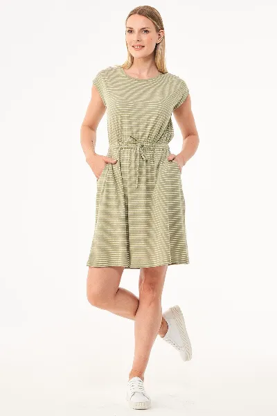 ORGANICATION ORGANICATION Damen vegan Gestreiftes Jerseykleid Grün