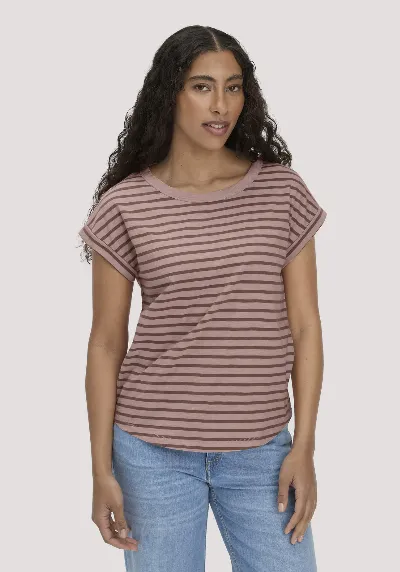 hessnatur hessnatur Damen Light Slub Streifen T-Shirt Relaxed aus Bio-Baumwolle - rosa