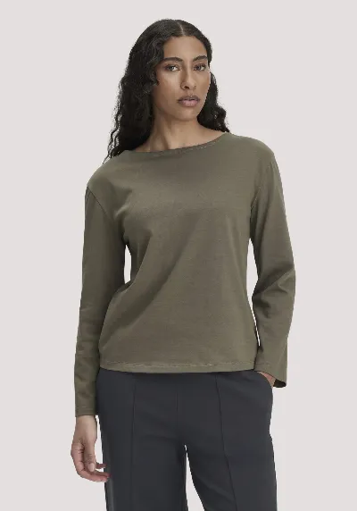 hessnatur hessnatur Damen Heavy Jersey Longsleeve Relaxed aus Bio-Baumwolle - grün