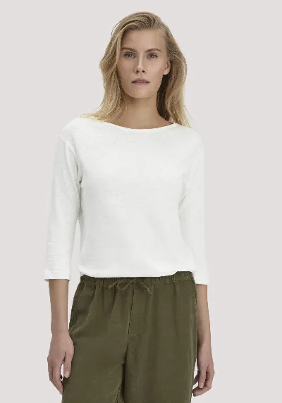 hessnatur hessnatur Damen Longsleeve Relaxed aus Leinen mit reiner Bio-Baumwolle - weiß