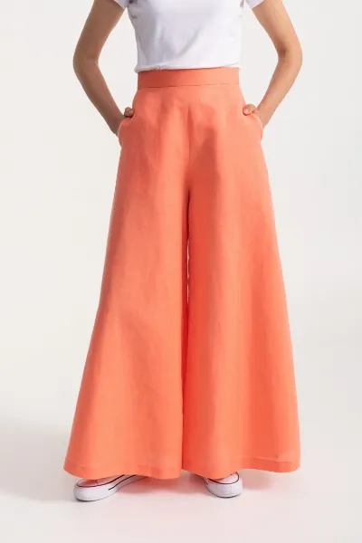 De IONESCU De IONESCU Damen vegan Hose Palazzo Leinen Melone