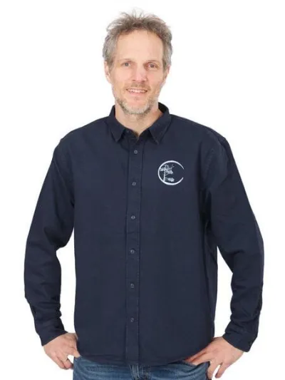 Life-Tree Life-Tree Hemd aus Biobaumwolle Fairwear für Herren Circle mit Brust-Logo in Navy