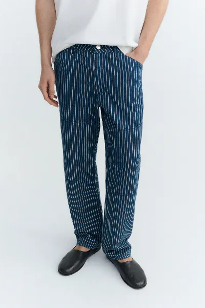 thinking mu Thinking MU Herren vegan Hose Stan Straight Natural Dye Stripes Blau