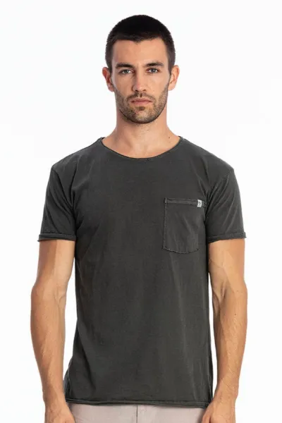 RAVENS VIEW IBIZA RAVENS VIEW IBIZA Herren vegan T-Shirt Rundhalsausschnitt Wild Pocket Anthrazit