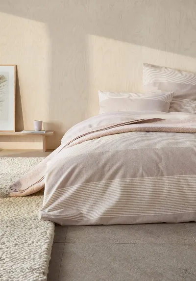 hessnatur hessnatur Biber Bettwäsche-Set SEON aus Bio-Baumwolle - beige - Größe 135x200 / 80x80 cm