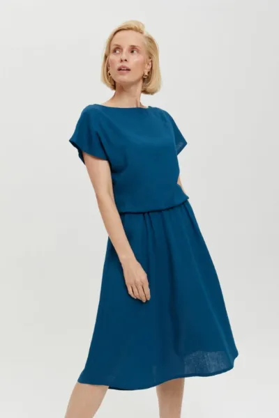 AYANI AYANI Damen vegan Kleid Nane Kurzarm Petrol Blau