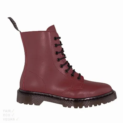 Shoezuu Vegan Shoezuu 8 Eye UK Boots Winter cherry red