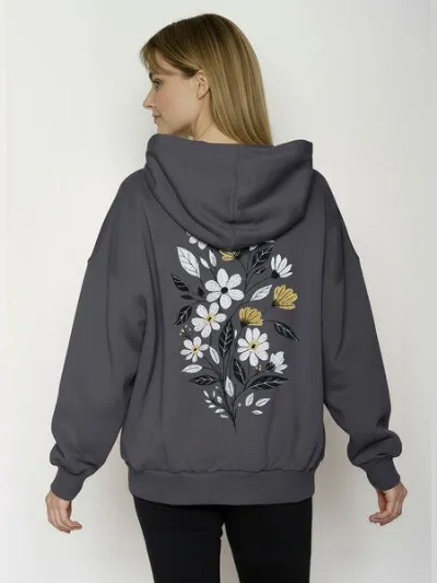 GreenBomb GREENBOMB Flower Bouquet Mello - Lässiger Hoodie aus Bio-Baumwolle / hochwertiger Print / GOTS / Fair & Vegan