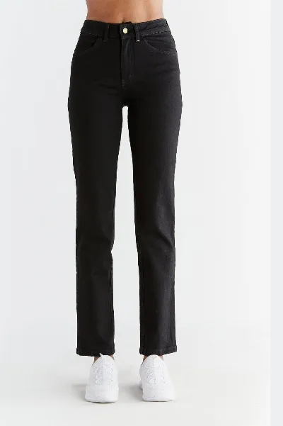 Evermind Evermind Damen vegan Jeans Straight Fit Coal Black