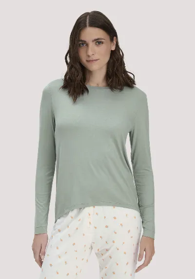 hessnatur hessnatur Damen Schlaf Longsleeve PURE FLOW aus TENCEL™ Modal - grün